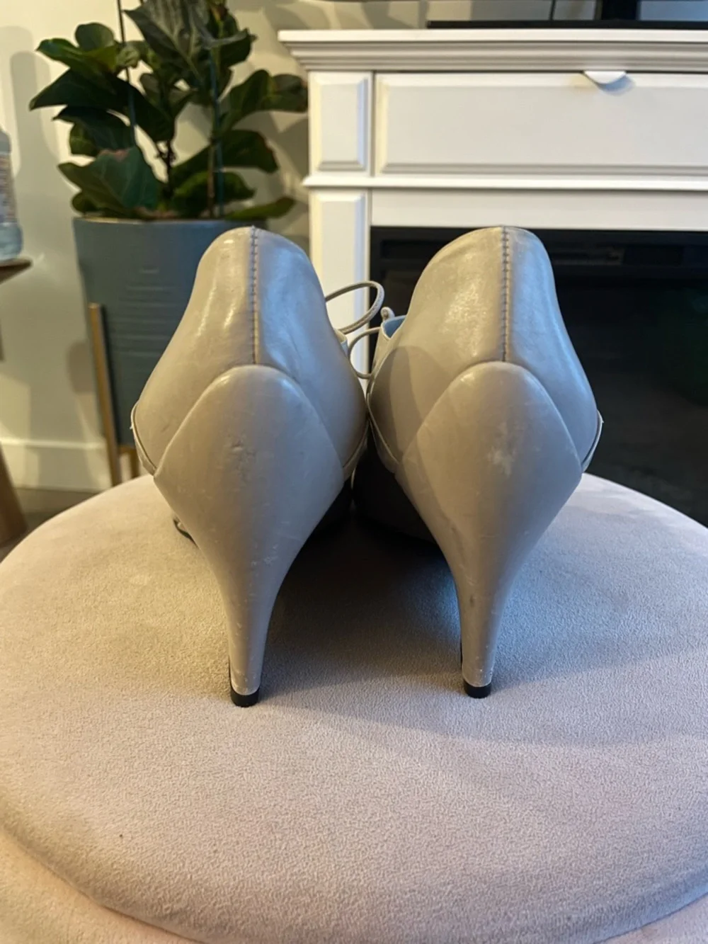 Jil Sander Neutral Beige (Sand) Leather Oxford Wedge Lace-Up Pumps - Picture 5 of 12